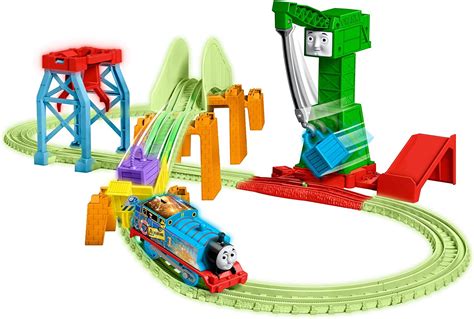 Amazon Com Thomas Friends Trackmaster Hyper Glow Night Delivery Track Set With Hyper Glow