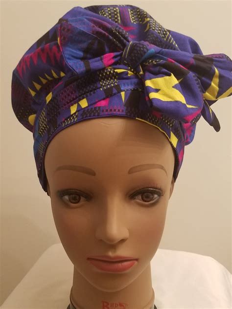 Purple Multicolor African Print Head Wrap Etsy