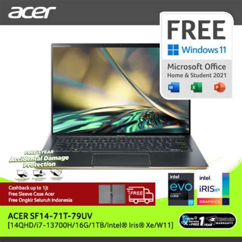 Promo Acer Swift 14 Sf14 71t 79uv 14qhd Gen 13 I7 13700h Ram 16gb Rom