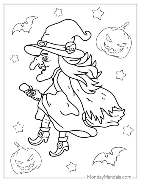 Witches On Broomsticks Coloring Pages