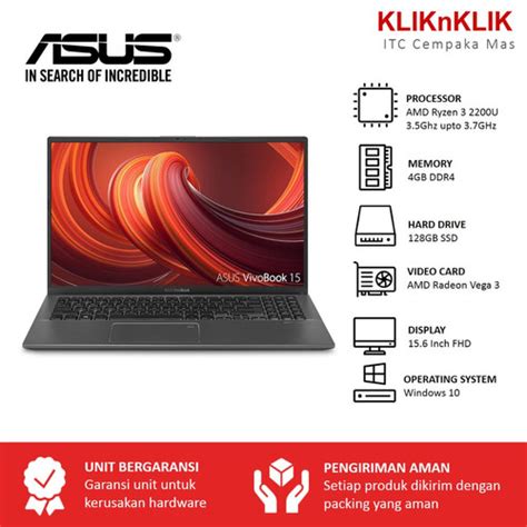 Jual Asus Vivobook 15 F512da Ryzen 3 3200u 128gb Ssd Amd Radeon