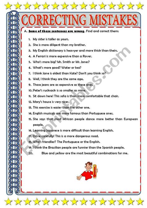 Correcting Mistakes Esl Worksheet By Ascincoquinas Grammar