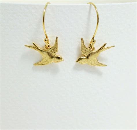 Swallow Earrings Tiny Gold Bird Earrings Dainty Earrings