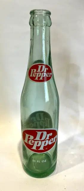 Vintage 1970s Dr Pepper 10 Oz Empty Green Glass Soda Bottle Oval Logo
