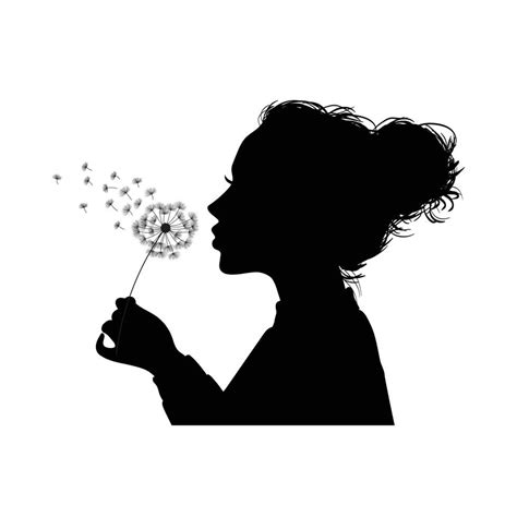 Silhouette Of A Young Girl Blowing Dandelion 5004113 Vector Art At Vecteezy