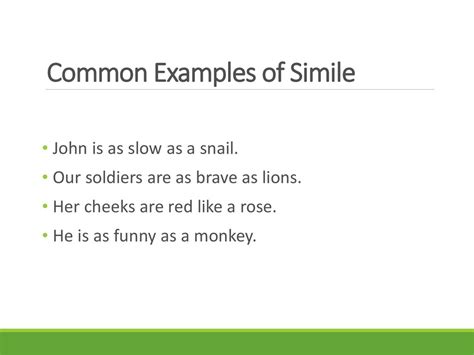 Simile. Common Examples оf Simile - online presentation