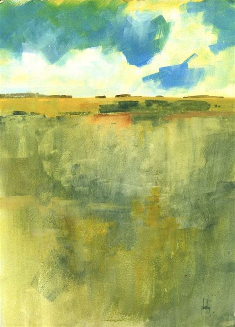 Original Semi Abstract Landscape Painting Waiting For The Rain