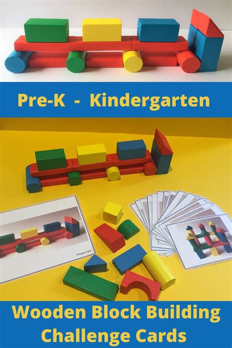 wooden block building challenge cards  pre schoolkindergarten stem