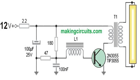 You can use the circuit construction kit to. 40 watt Fluorescent Emergency Lamp Circuit