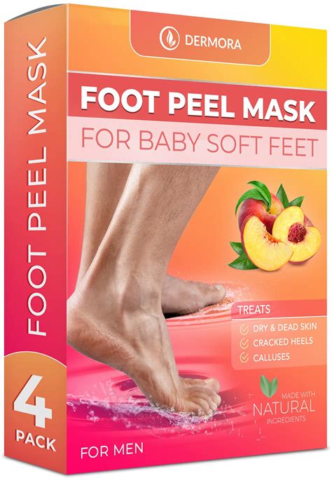 Dermora Foot Peel Mask 4 Pack Of Large Skin Exfoliating Foot Masks For Dry
