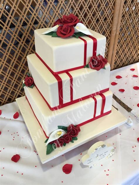 Red Ribbon Wedding Cake Wedding Cakes Wedding Cake Ribbon Wedding