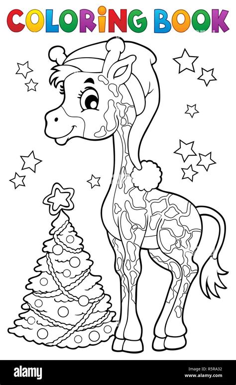 Coloring Book Christmas Giraffe Stock Photo Alamy