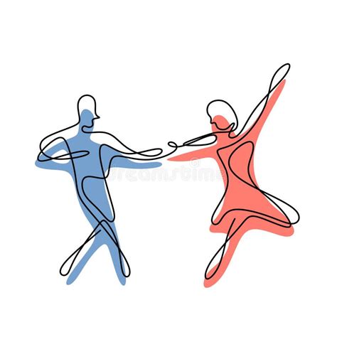 Continuous Line Drawing Of Couple Dancing Abstract Design Hand Drawn