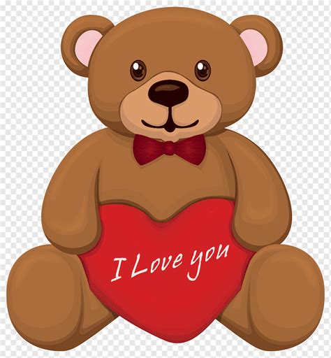 Brown Bear Illustration Valentines Day Heart Teddy Bear Cute