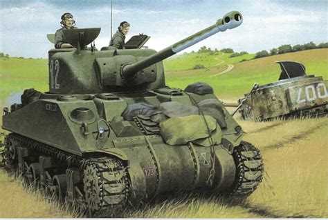 M4a1 76 W American Tank With Sherman Tank Crews Ww2 Drawing Tank