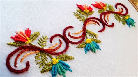 Hand Embroidery Designs Border Line Tutorial By Nakshi Katha Youtube