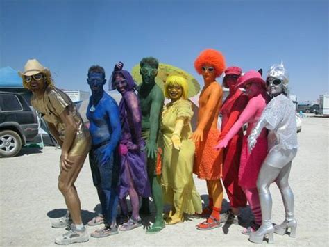 Rainbow People At Burning Man Nevada Usa Rainbow Costumes Burning