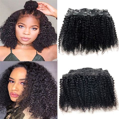 Buy Iridescence Hair Afro Curly Clip In Human Hair Extensions For Black Women 4b 4c African