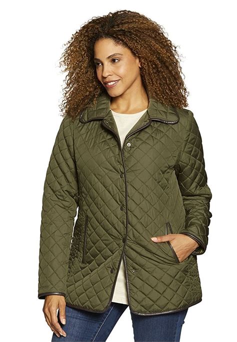 Womens Plus Size Light Quilted Snap Front Jacket At Amazon Womens