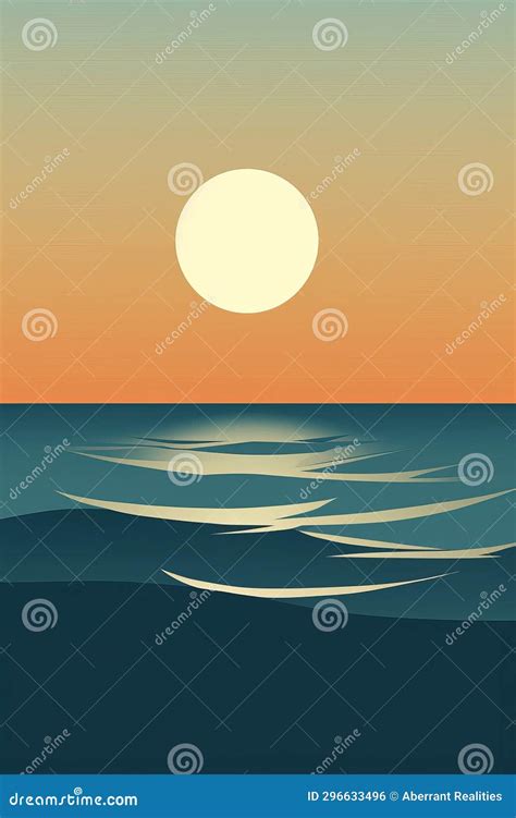 An Illustration Of A Sunset Over The Ocean Stock Illustration