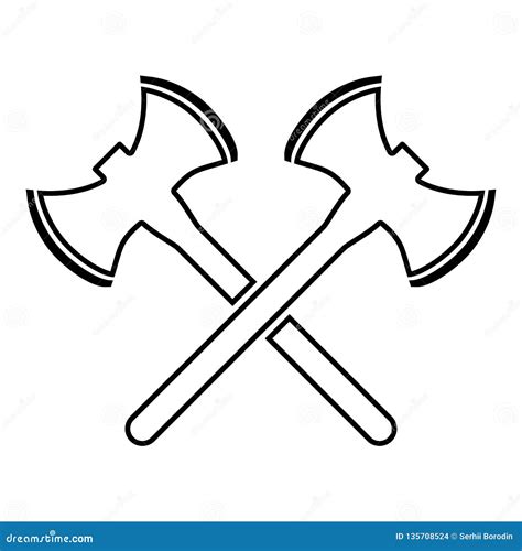 Two Double Faced Viking Axes Icon Black Color Vector Illustration Flat