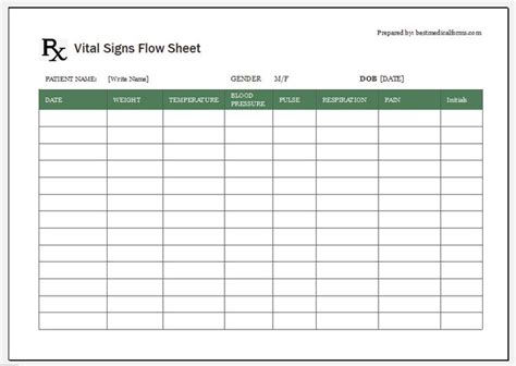 9 patient chart templates free sample example format. Daily, Weekly Monthly Vital Signs Sheet | Printable ...