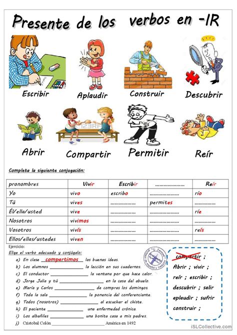 Los Verbos De Tercera Conjugaci N Espa Ol Ele Hojas De Trabajo Pdf Doc