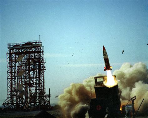 An Army Tactical Missile System Tacms Missile Is Fired From A