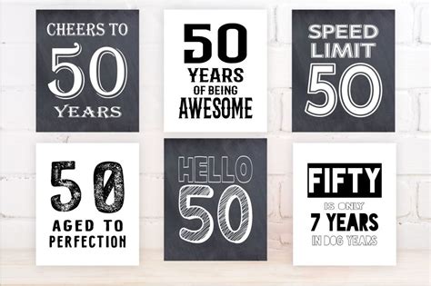 50th Birthday Signs Bundle 50th Birthday Poster Sign Printable