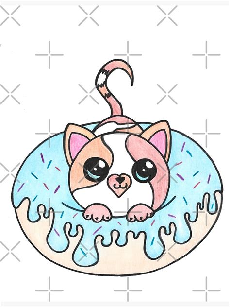 Kawaii Cute Cat Donut Art Print For Sale By Ginger31188 Redbubble
