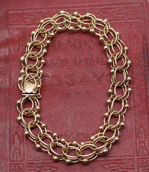 Handmade 14k Gold Charm Bracelet Pippin Vintage Jewelry