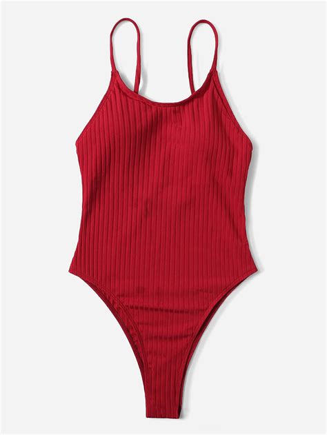 ribbed knit one piece swimsuit