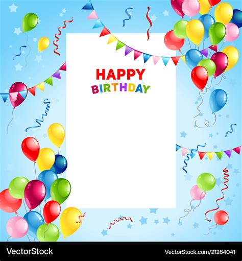 Balloons Happy Birthday Card Template Royalty Free Vector