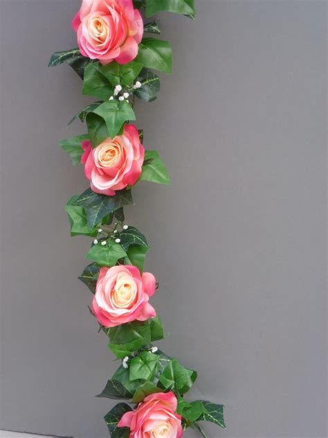 Pink Ivory Artificial Silk Roses Garland Artificial Flower Studio