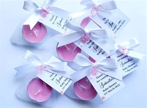 Baby Shower Scented Tealight Candle Favours Personalised Tag Etsy Uk