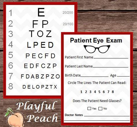 Pretend Doctor Eye Chart And Patient Exam Montessori Activity Kit
