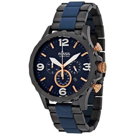 Fossil Nate Chronograph Blue Dial Mens Watch Jr1494 Nate Fossil