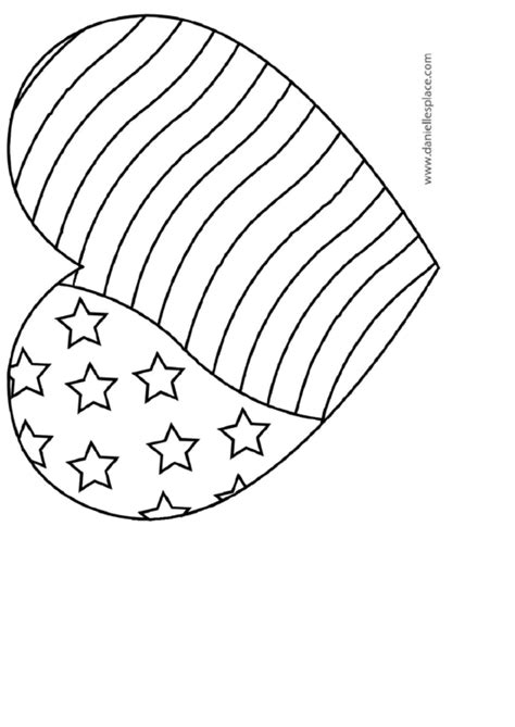 Download American Flag Heart Coloring Sheet printable pdf download