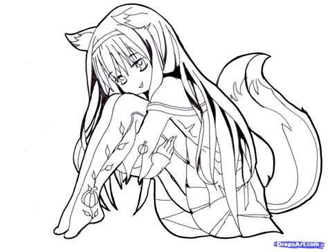 Free Coloring Pages Cute Fox Drawing Anime Wolf Girl Cute Coloring