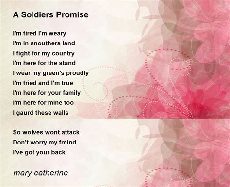 A Soldiers Promise A Soldiers Promise Poem By Mary Catherine