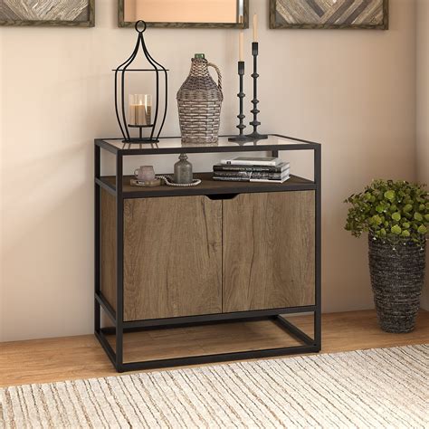 Bush Furniture Anthropology Small Storage Cabinet With Doors In Rustic
