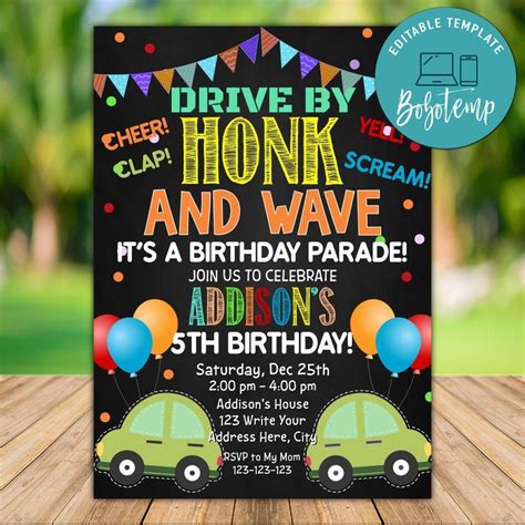 Free Printable Drive By Birthday Invitation