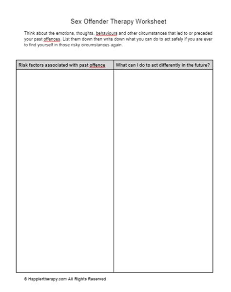 Sex Offender Therapy Worksheet Happiertherapy