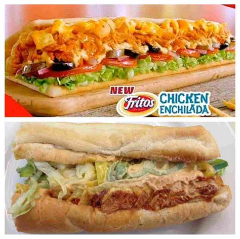 Also a good place to go when in an unfamiliar area and you'd like to know what you're getting i don't really have a favorite sandwich at subway so much as i have a favorite bread and combination of toppings… allow me to explain. Sandwich Monday: Subway's Fritos Chicken Enchilada Sub ...