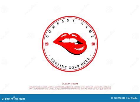 red hot sensual naughty woman girl lips logo design vector stock vector illustration of logo