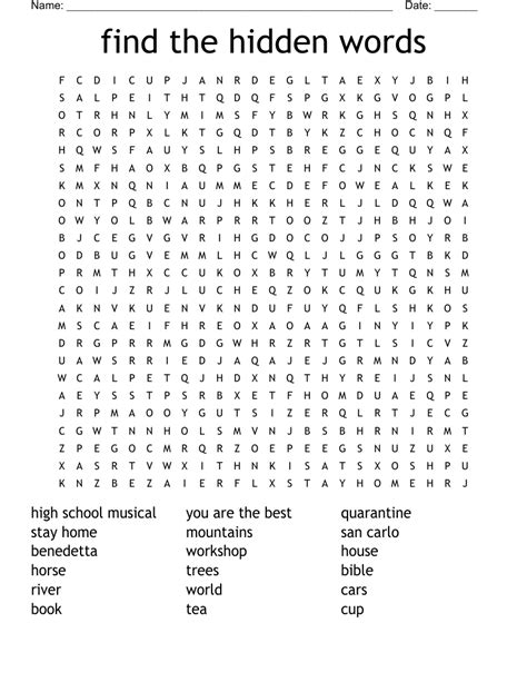 Find The Hidden Words Word Search Wordmint