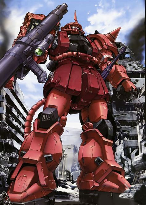 ZAKU II CHAR CUSTOM Poster By AnimeFreak Studio Displate Gundam