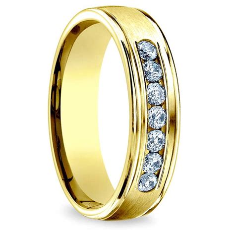 Men's wedding bands symbols of enduring partnership and commitment, our men's wedding rings feature classic and contemporary designs. Channel Diamond Men's Engagement Ring In Yellow Gold (6mm)