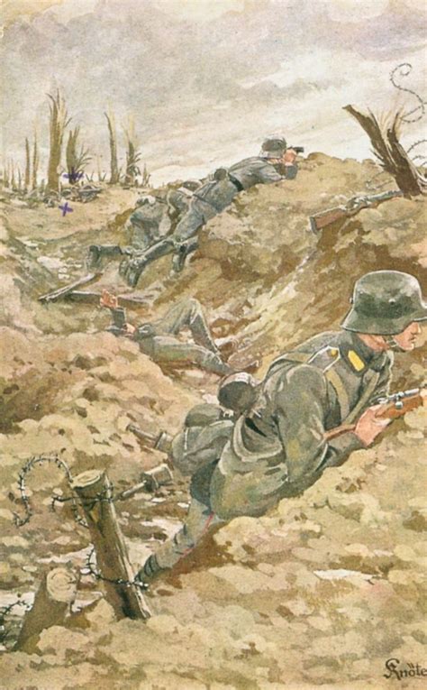 Carte Postale Postcard 19141918 Dessin De Soldats Allemands Dans Les