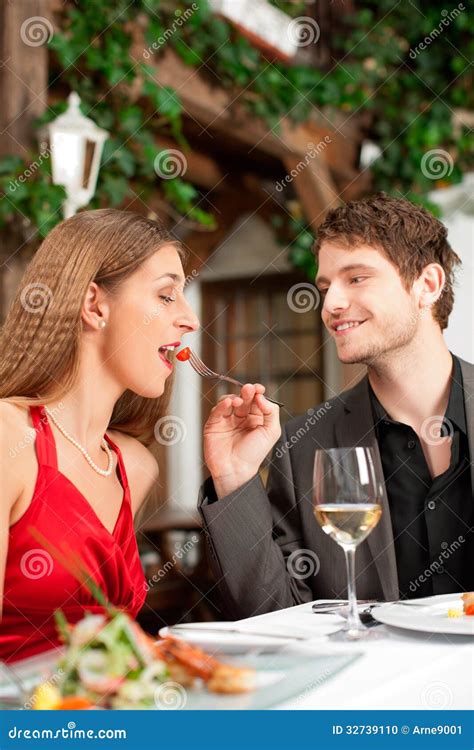 Couple On Romantic Date At A Restaurant Stock Photo Image Of Couple